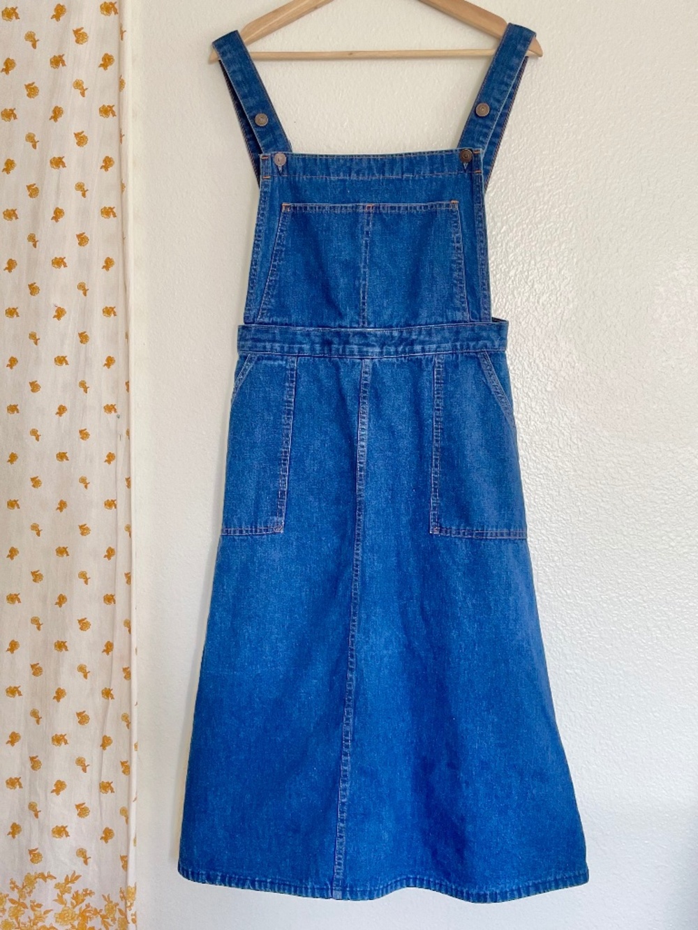 Vintage Denim Jumper Dress 70s 80s Overall Pinafore